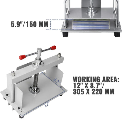 VEVOR Manual Paper Press Machine, 12x8.6 inch for A4 Sized Papers Flatting Machine, 10cm Thickness Steel Frame Manual Flat Paper Press Machine, Papermaking Book Press - Mekamart Australia