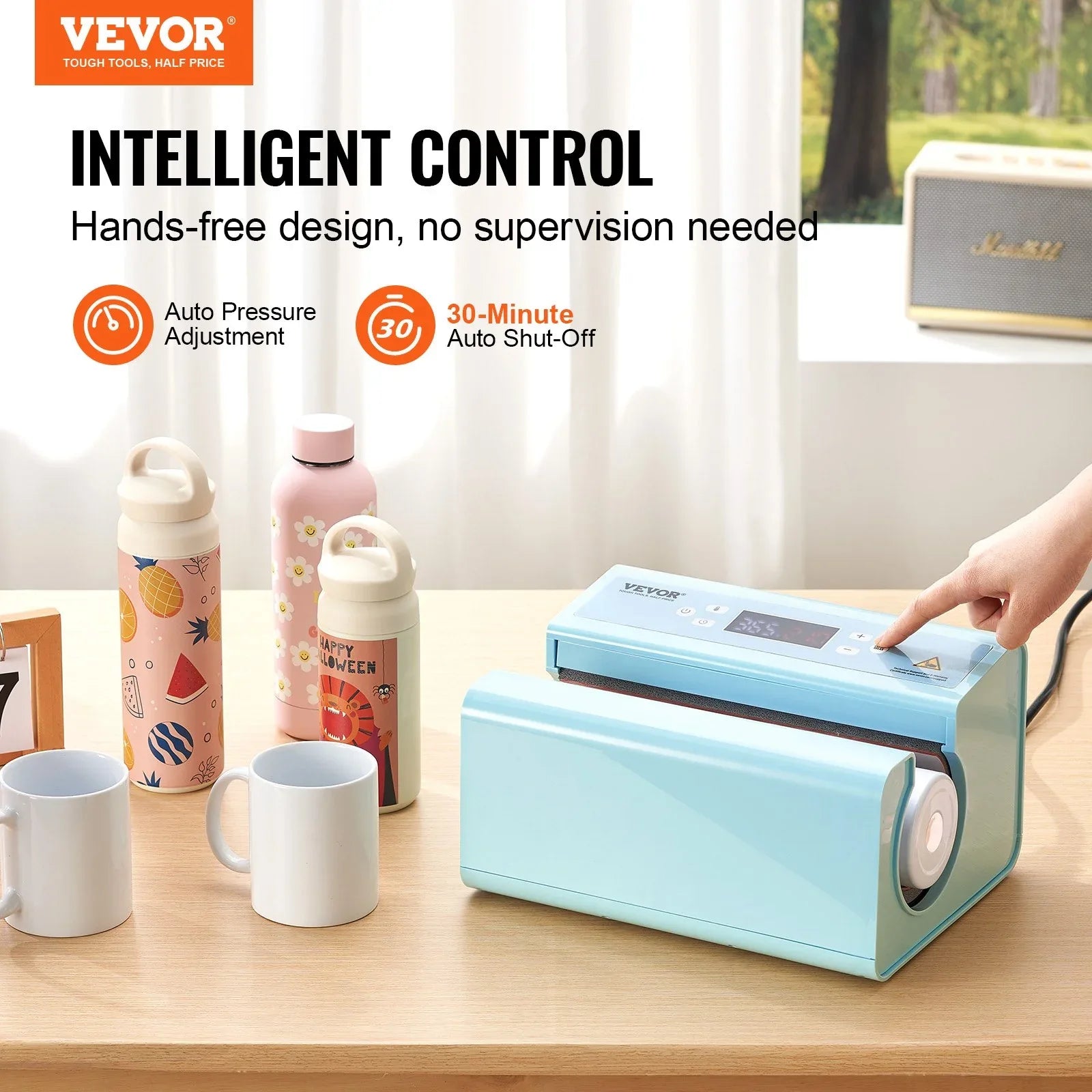 VEVOR Auto Tumbler Heat Press Machine 325-887 ml Sublimation Mug Heat Press Blue - Mekamart Australia