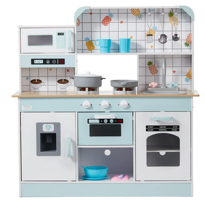 VEVOR Kitchen Playset Kids Pretend Cooking Play Toy 24 Piece Accessories White - Mekamart Australia