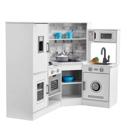 VEVOR Kitchen Playset Kids Pretend Cooking Play Toy 24 Piece Accessories White - Mekamart Australia