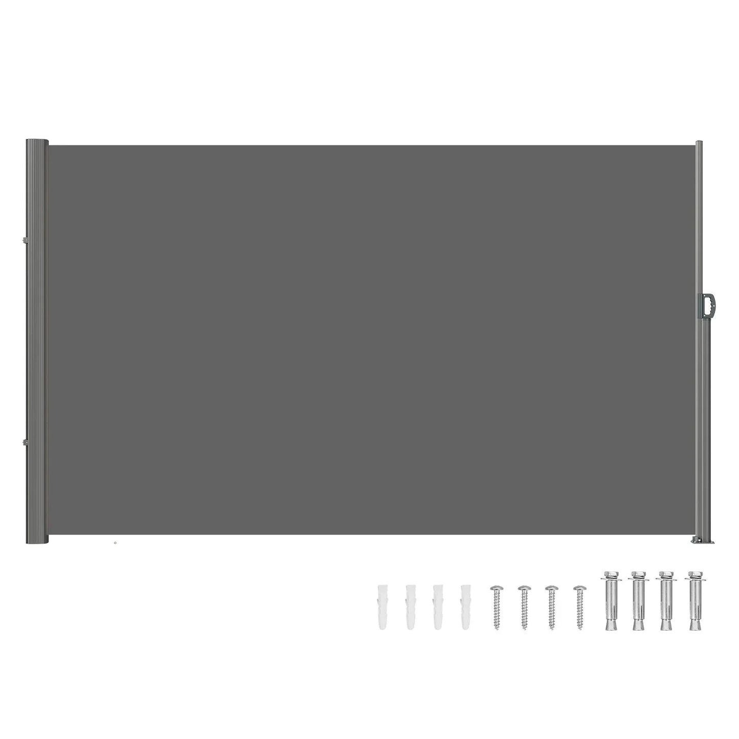VEVOR Retractable Side Awning, 160X300m Aluminum Outdoor Privacy Screen, 280g Polyester Water-proof Retractable Patio Screen, UV 30+ Room Divider Wind Screen for Patio, Backyard, Balcony, Gray - Mekamart Australia