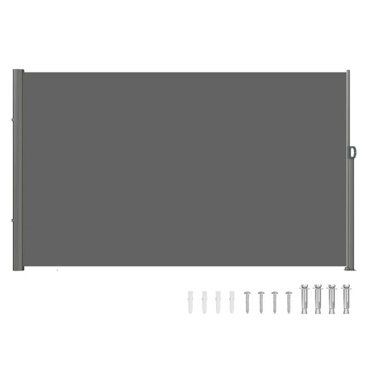 VEVOR Retractable Side Awning, 160X300m Aluminum Outdoor Privacy Screen, 280g Polyester Water-proof Retractable Patio Screen, UV 30+ Room Divider Wind Screen for Patio, Backyard, Balcony, Gray - Mekamart Australia