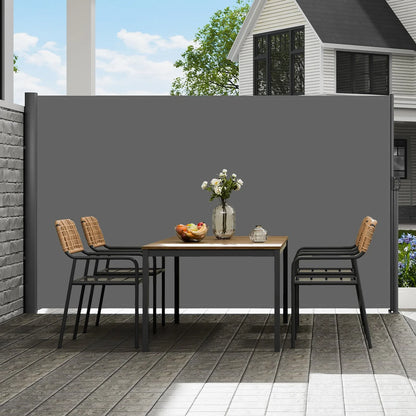 VEVOR Retractable Side Awning, 160X300m Aluminum Outdoor Privacy Screen, 280g Polyester Water-proof Retractable Patio Screen, UV 30+ Room Divider Wind Screen for Patio, Backyard, Balcony, Gray - Mekamart Australia