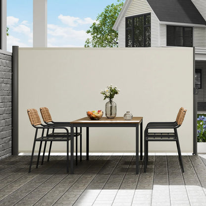 VEVOR Retractable Side Awning,160X300cm Aluminum Outdoor Privacy Screen, 280g Polyester Water-proof Retractable Patio Screen, UV 30+ Room Divider Wind Screen for Patio, Backyard, Balcony, Beige - Mekamart Australia