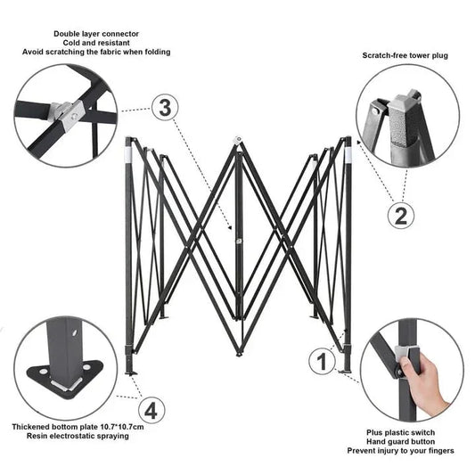 Portable Water-Resistant Gazebo 3x4.5 M - Black / Without Sidewalls - Mekamart Australia