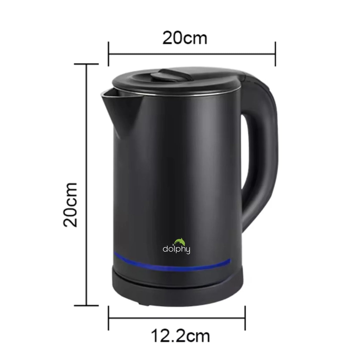 0.8L Electric Kettle Matt Black With Light Design - Mekamart Australia