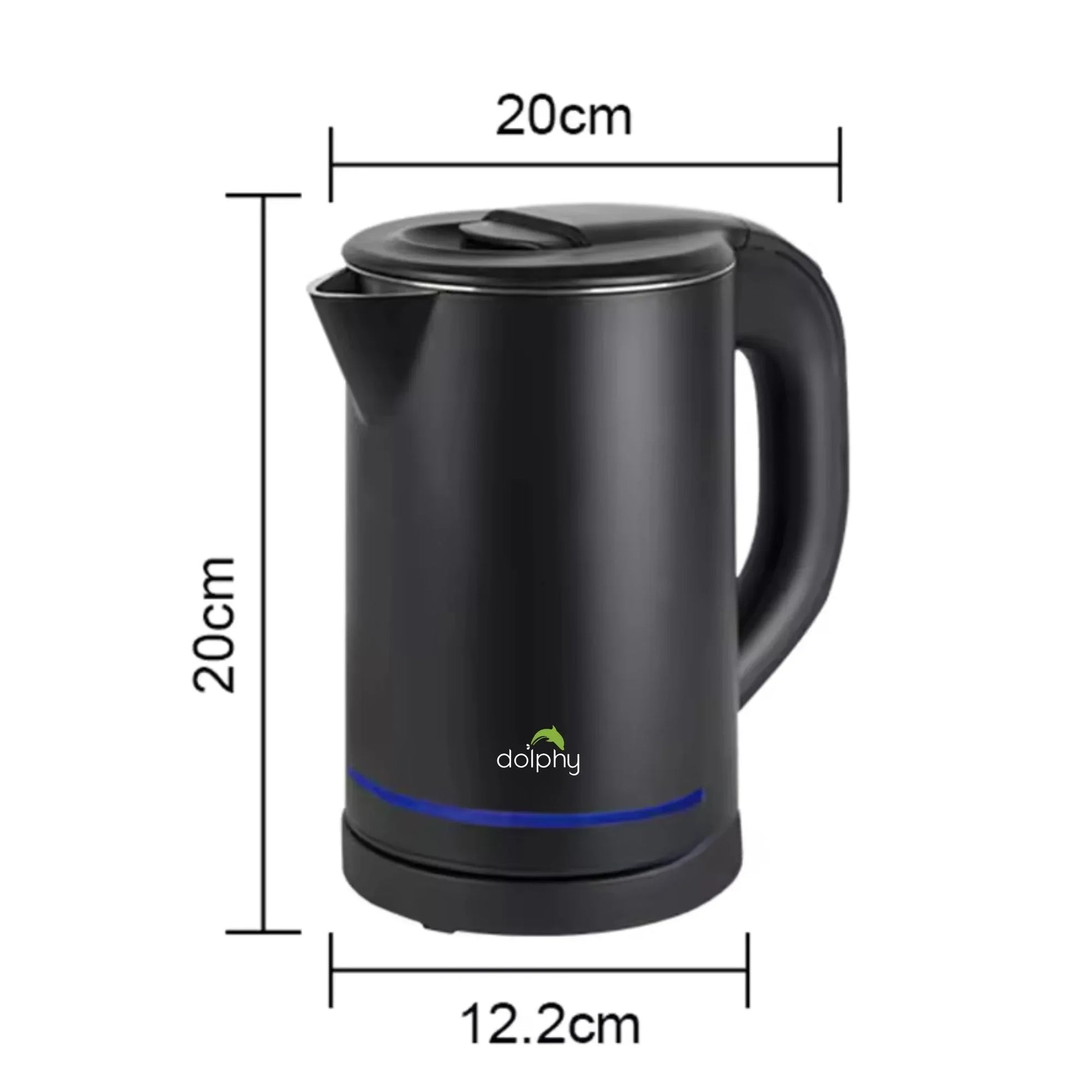 0.8L Electric Kettle Matt Black With Light Design - Mekamart Australia