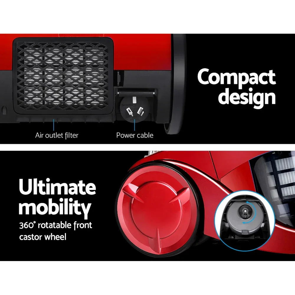 Devanti 2200W Bagless Vacuum Cleaner Red - Mekamart Australia