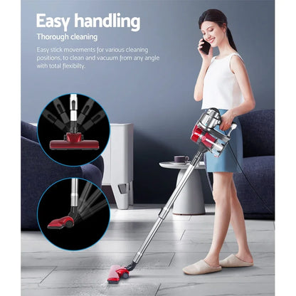 Devanti Stick Vacuum Cleaner Handheld Corded 450W Red - Mekamart Australia