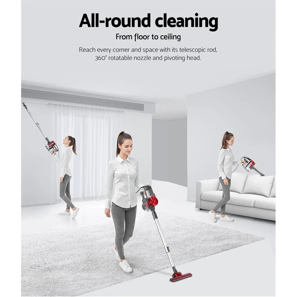 Devanti Stick Vacuum Cleaner Handheld Corded 450W Red - Mekamart Australia