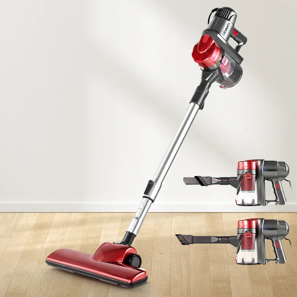 Devanti Stick Vacuum Cleaner Handheld Corded 450W Red - Mekamart Australia