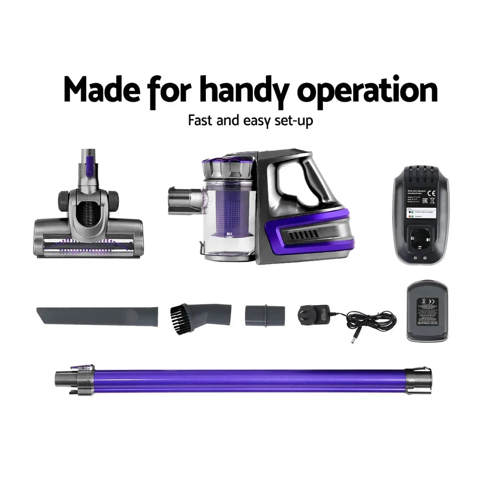 Devanti Stick Vacuum Cleaner Bagless Cordless 150W Purple - Mekamart Australia