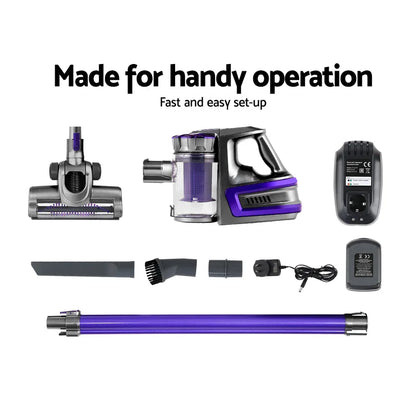 Devanti Stick Vacuum Cleaner Bagless Cordless 150W Purple - Mekamart Australia