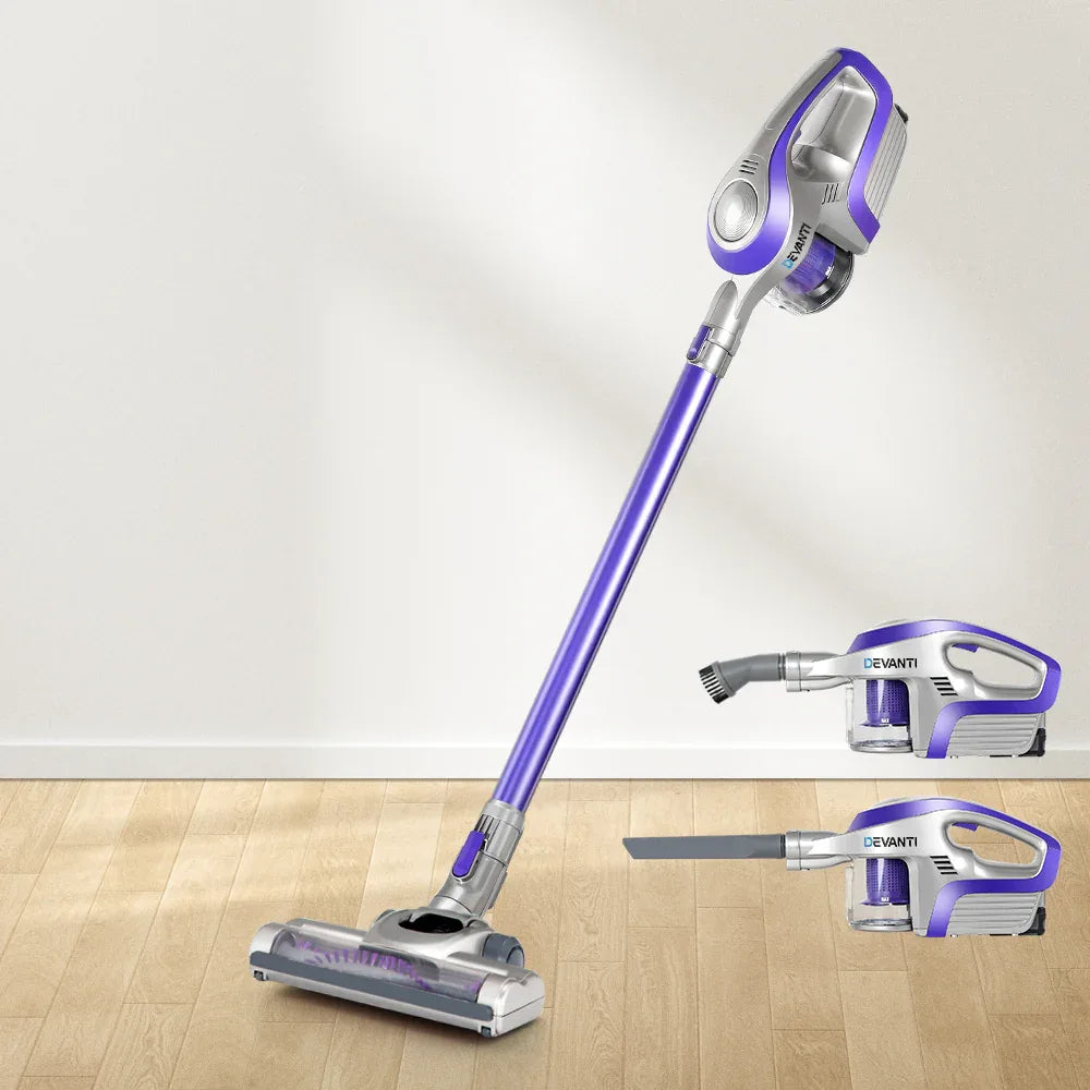 Devanti Stick Vacuum Cleaner Bagless Cordless 150W Purple - Mekamart Australia