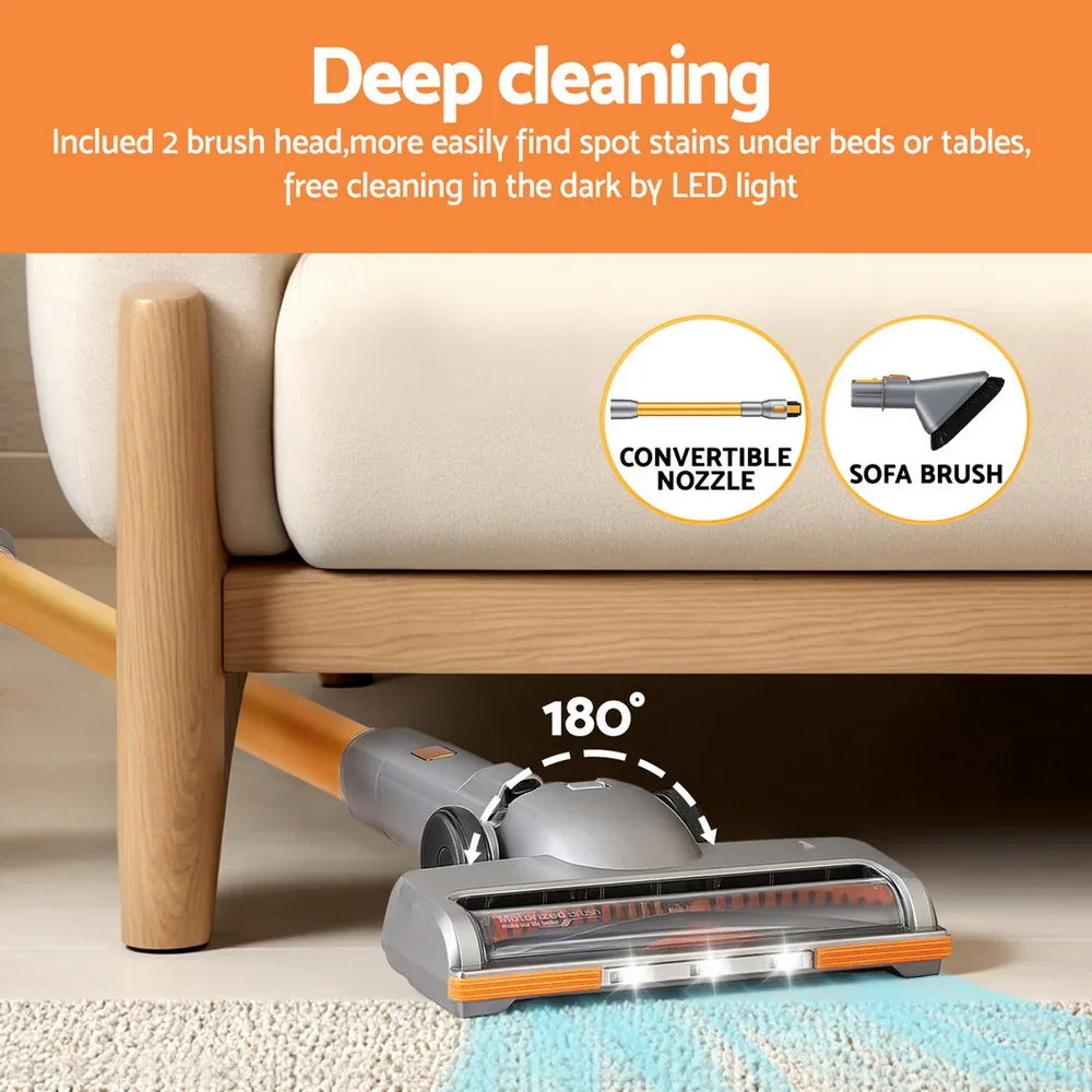 Devanti 300W Stick Vacuum Cleaner Cordless Self-Standing Golden - Mekamart Australia