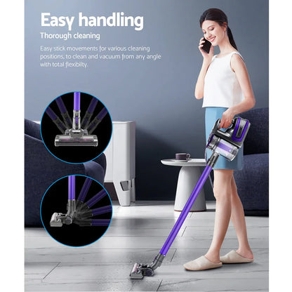 Devanti Stick Vacuum Cleaner Cordless Roller Brush 150W Purple - Mekamart Australia