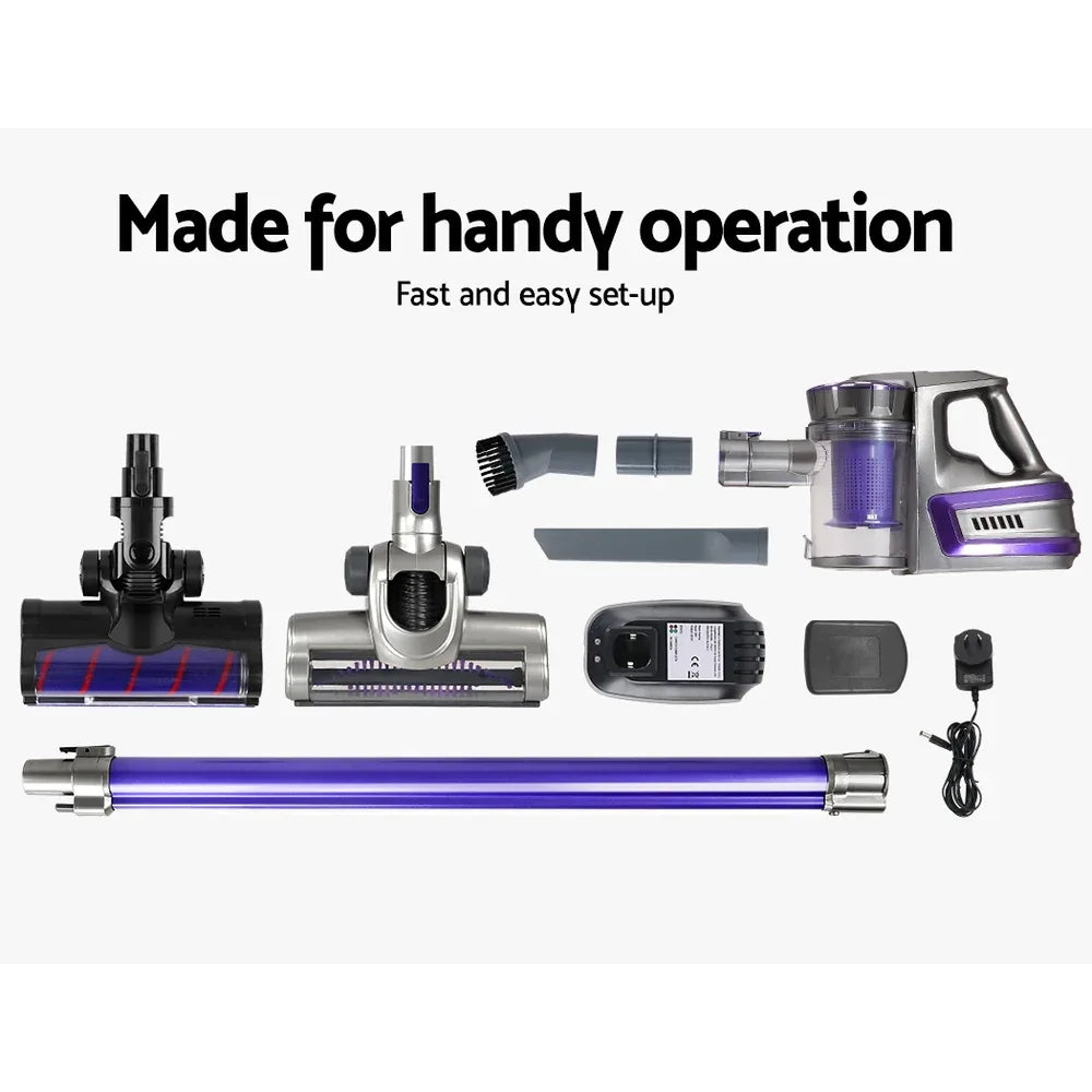 Devanti Stick Vacuum Cleaner Cordless Roller Brush 150W Purple - Mekamart Australia