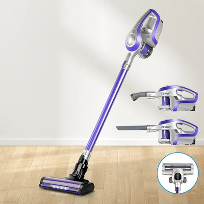Devanti Stick Vacuum Cleaner Roller Brush Cordless 150W Purple - Mekamart Australia