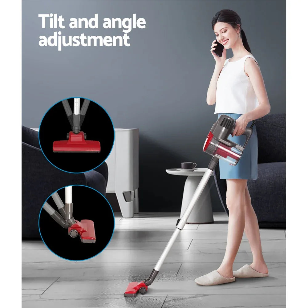 Devanti Stick Vacuum Cleaner Bagless Corded 500W Red - Mekamart Australia