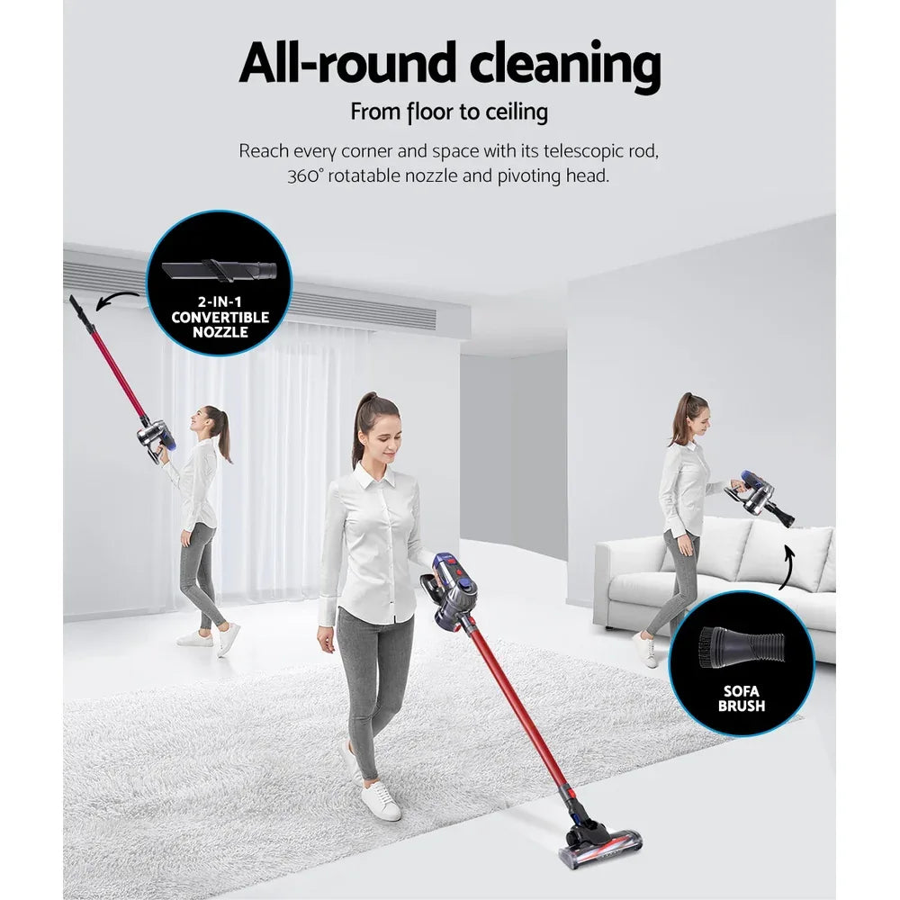 Devanti Stick Vacuum Cleaner HEPA Filter Red 150W - Mekamart Australia