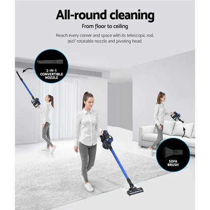 Devanti Stick Vacuum Cleaner Brushless Cordless 250W Blue - Mekamart Australia