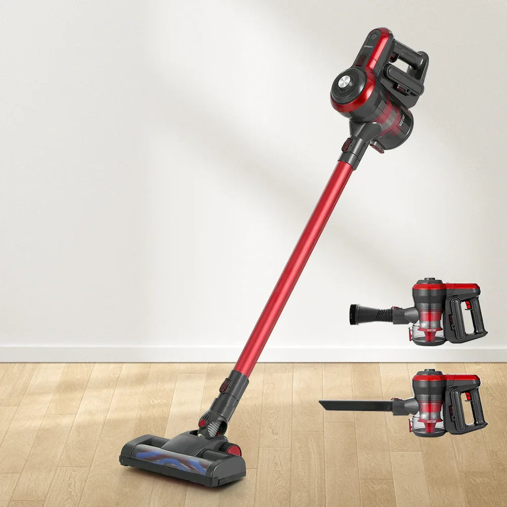 Devanti Stick Vacuum Cleaner Brushless Cordless 250W Red - Mekamart Australia