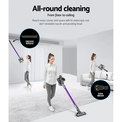 Devanti Stick Vacuum Cleaner Bagless Cordless 120W Purple - Mekamart Australia