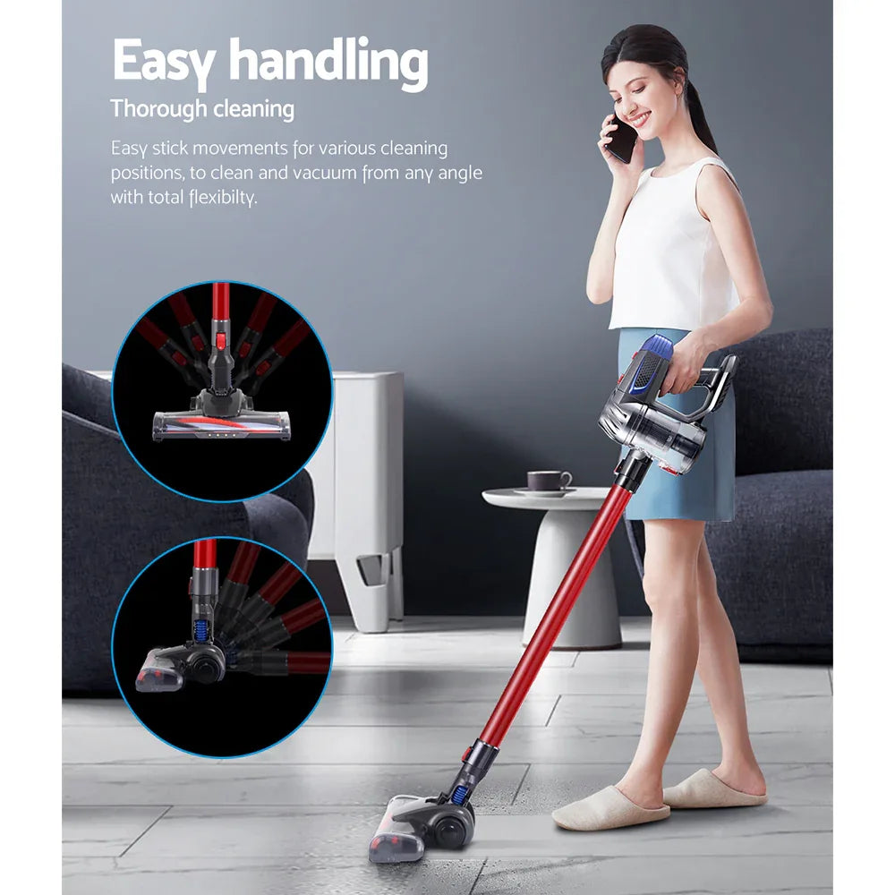 Devanti Stick Vacuum Cleaner Bagless Cordless Red 150W - Mekamart Australia