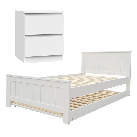 Artiss King Single Bed Frame and Bedside Table - Mekamart Australia
