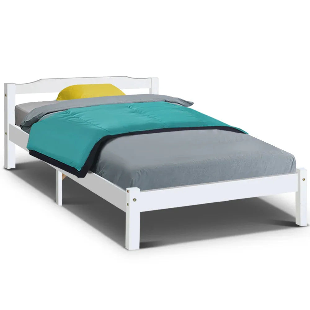 Artiss Bed Frame King Single Size Wooden White LEXI - Mekamart Australia