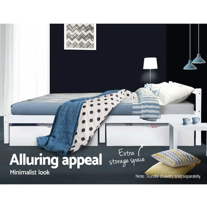 Artiss Bed Frame King Single Size Wooden White LEXI - Mekamart Australia