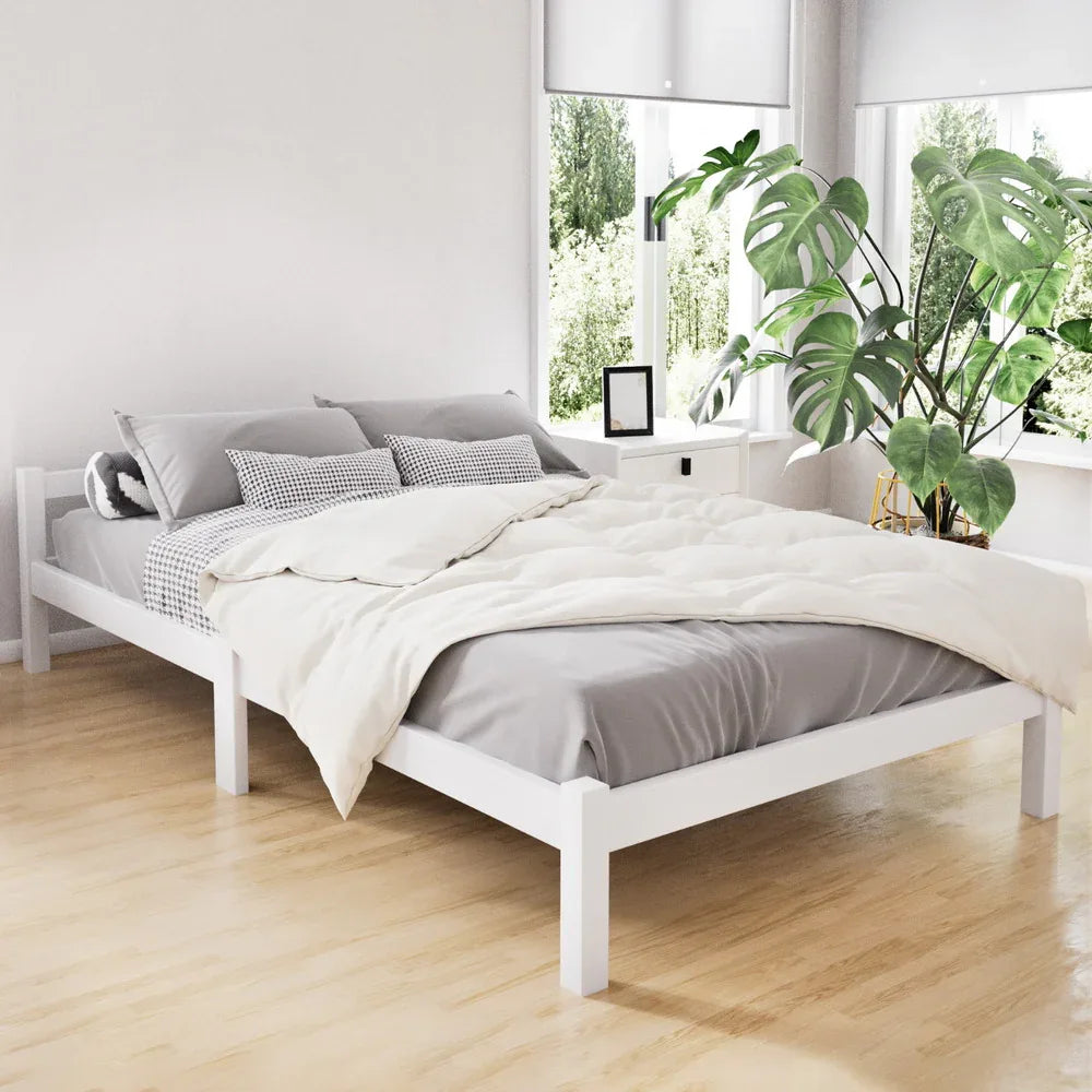Artiss Bed Frame King Single Size Wooden White LEXI - Mekamart Australia