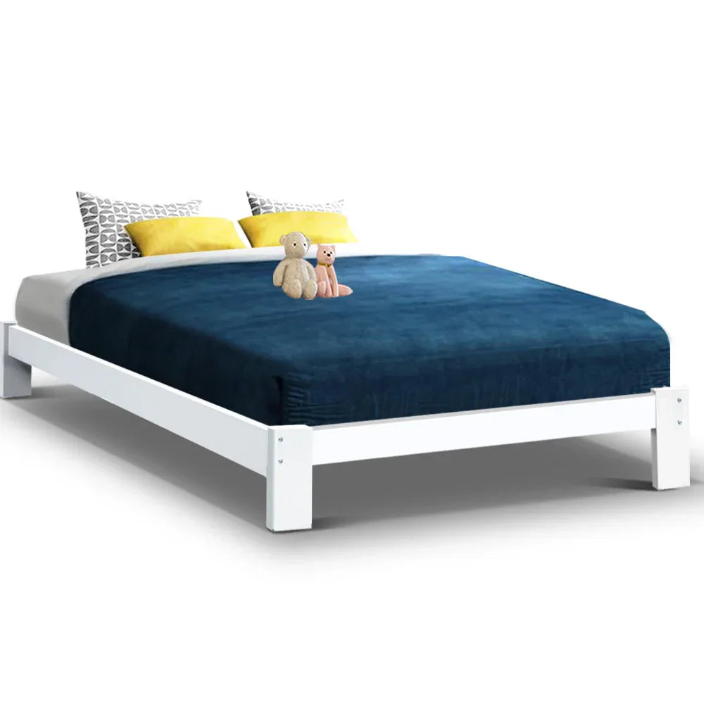 Artiss Bed Frame Double Size Wooden White JADE - Mekamart Australia