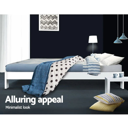 Artiss Bed Frame Double Size Wooden White JADE - Mekamart Australia