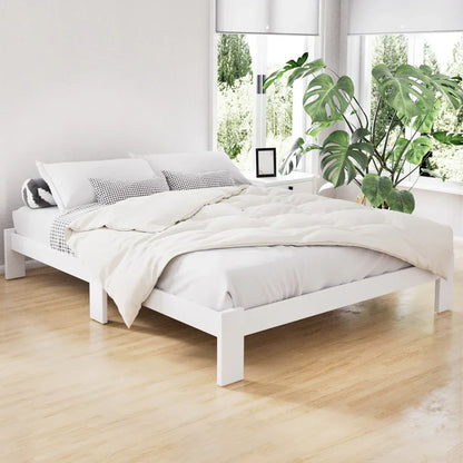 Artiss Bed Frame Double Size Wooden White JADE - Mekamart Australia