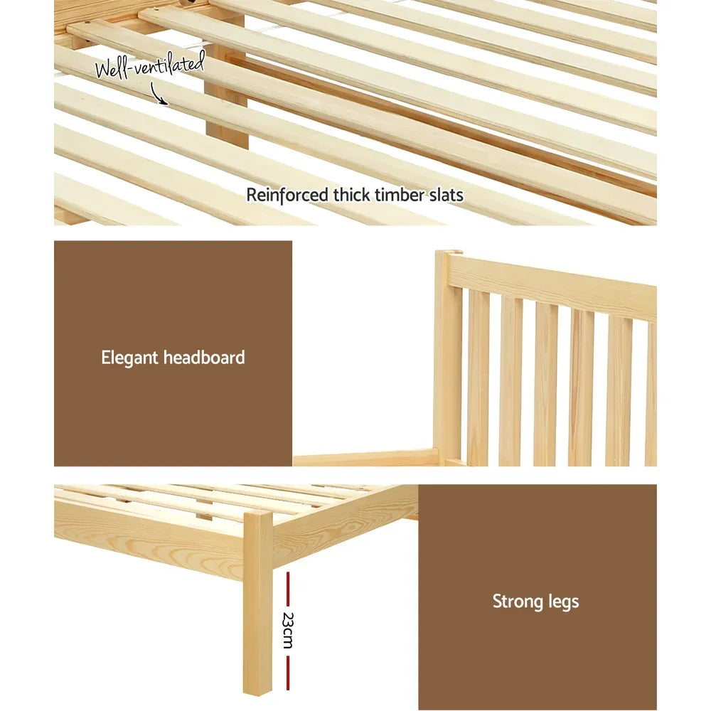 Artiss Bed Frame Single Size Wooden Oak SOFIE - Mekamart Australia
