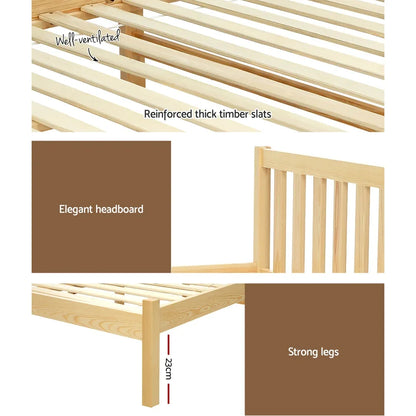 Artiss Bed Frame Single Size Wooden Oak SOFIE - Mekamart Australia