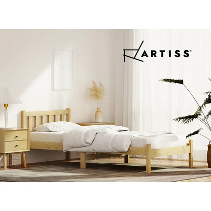 Artiss Bed Frame Single Size Wooden Oak SOFIE - Mekamart Australia