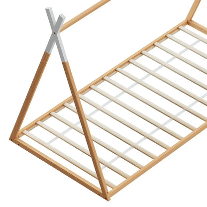 Artiss Bed Frame Wooden Kids House Single Frame Oak ENID - Mekamart Australia
