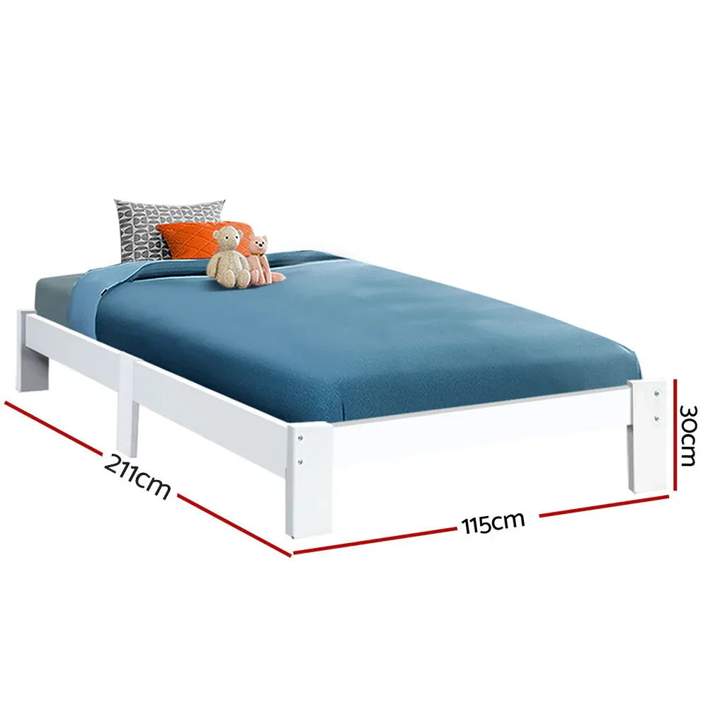Artiss Bed Frame King Single Size Wooden White JADE - Mekamart Australia