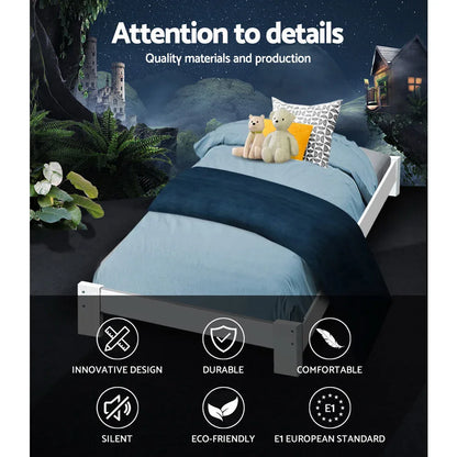 Artiss Bed Frame King Single Size Wooden White JADE - Mekamart Australia