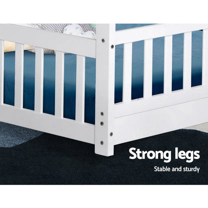 Artiss Bed Frame Wooden Kids House Frame White ROCK - Mekamart Australia