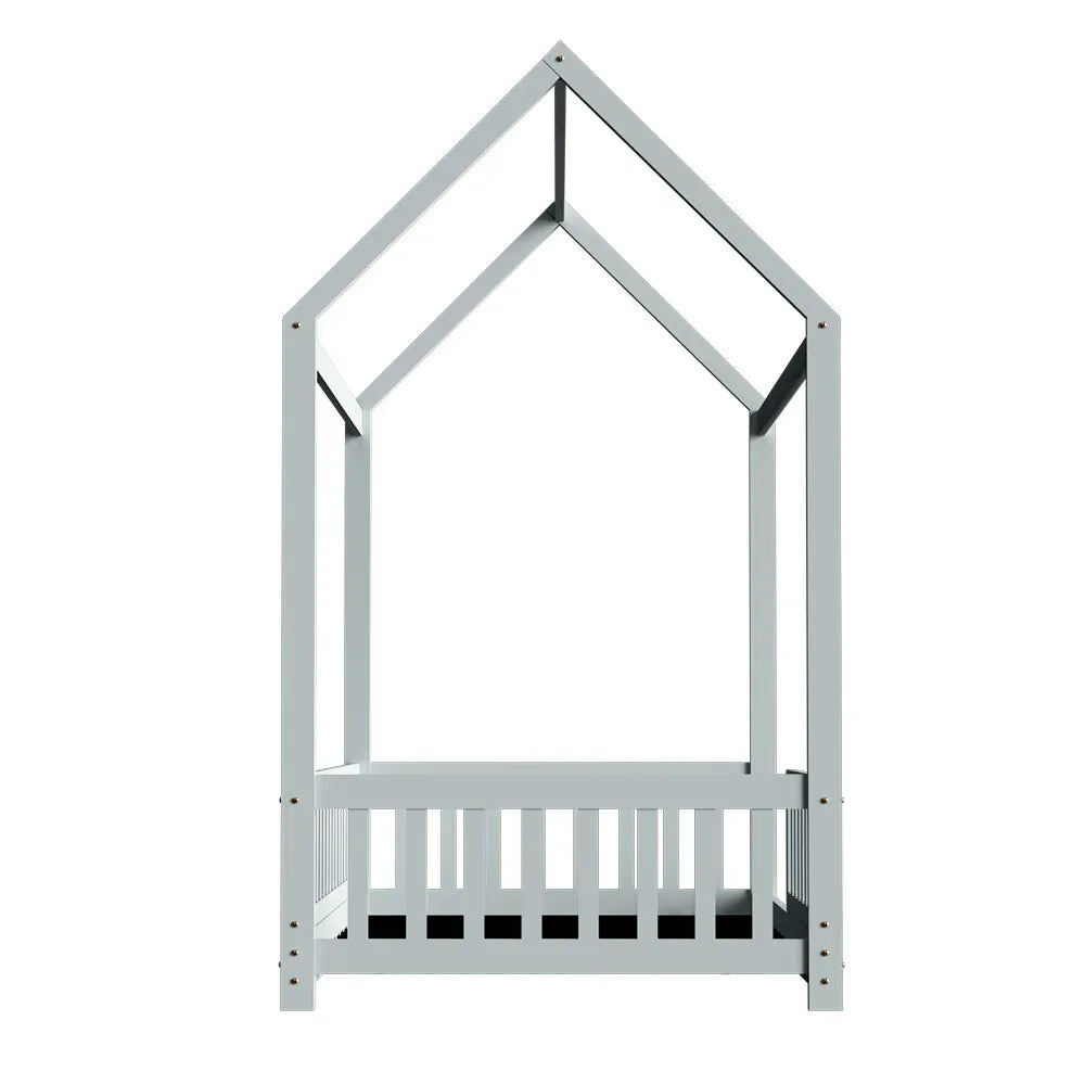 Artiss Bed Frame Wooden Kids House Frame Grey ROCK - Mekamart Australia