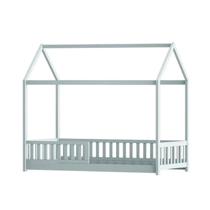 Artiss Bed Frame Wooden Kids House Frame Grey ROCK - Mekamart Australia