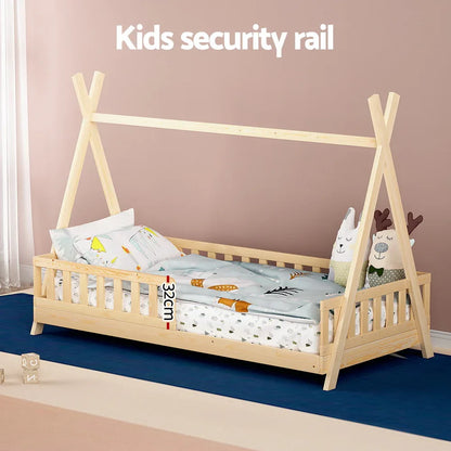 Artiss Bed Frame Wooden Kids House Frames Oak PUAH - Mekamart Australia