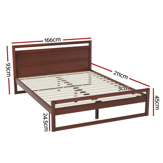 Artiss Bed Frame Queen Size Wooden Walnut WITTON - Mekamart Australia