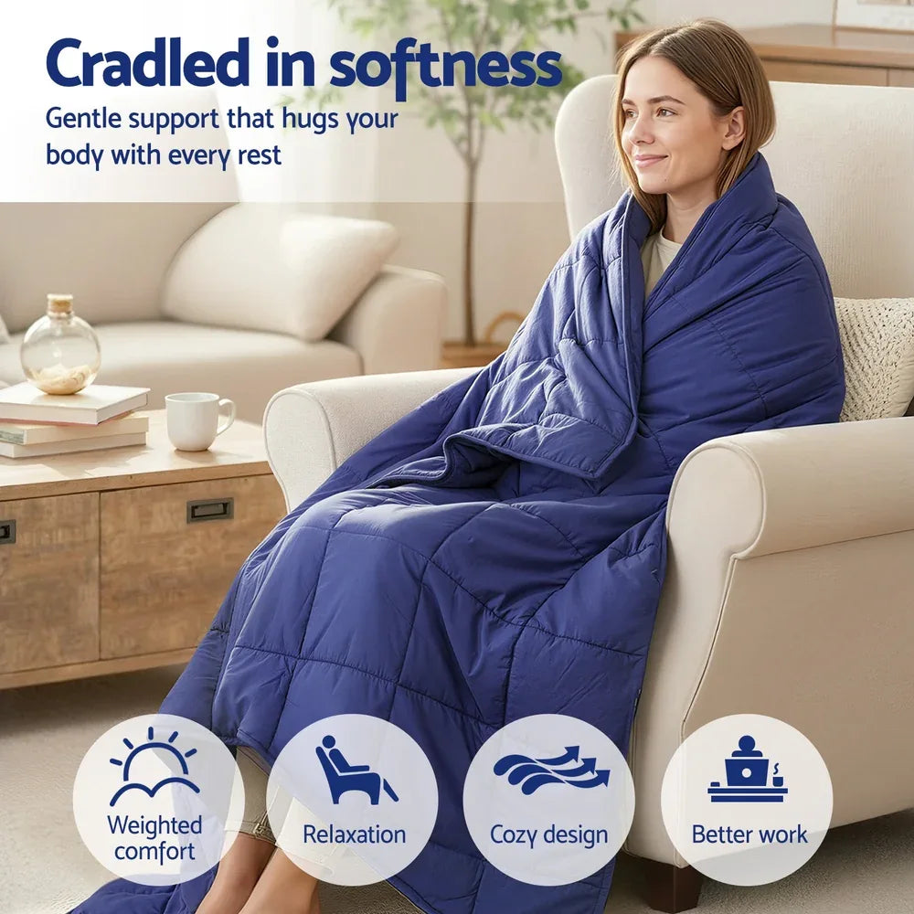 Giselle Bedding Weighted Blanket 6.8kg Kids Adults Heavy Gravity Relax Calm Blue - Mekamart Australia