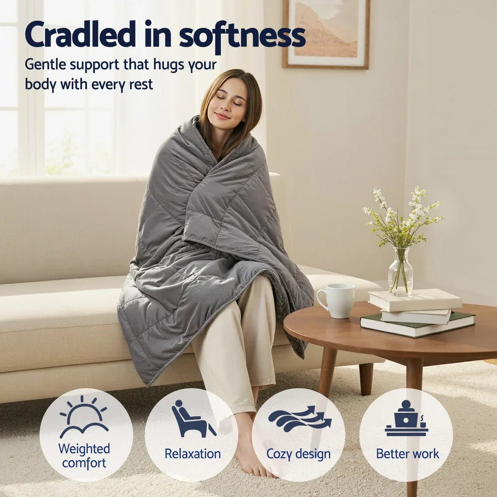 Giselle 6.8KG Weighted Blanket Adults Kid Anti Anxiety Gravity Blankets Sherpa Fleece - Mekamart Australia