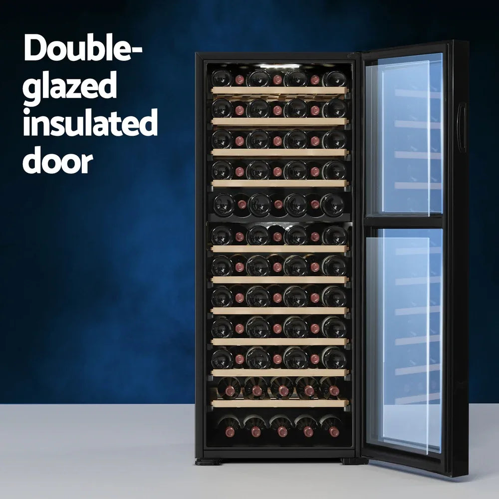 Devanti Wine Fridge Cooler Compressor Dual Zone 80 Bottles - Mekamart Australia