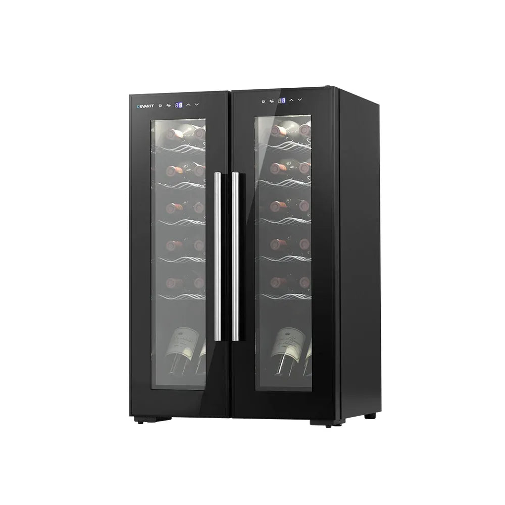 Devanti Wine Fridge Cooler Dual Zone 24 Bottles - Mekamart Australia